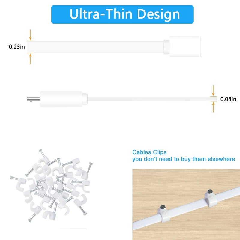 SIOCEN 2 Pack 13FT Micro USB Extension Cable for Zmodo,Male to Female Extender Flat Power Cord Compatible for Wyze Cam v3 v2,Yi Camera,Oculus Go,Netvue,Nest Cam,Blink,Furbo Dog Home Security Camera - Image 3